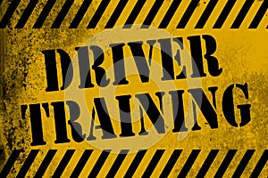 Driver training sign yellow with stripes