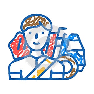 driver worker flat icon doodle illustration