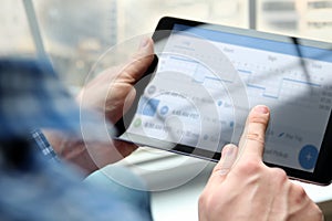 Driver writing electronic log books.