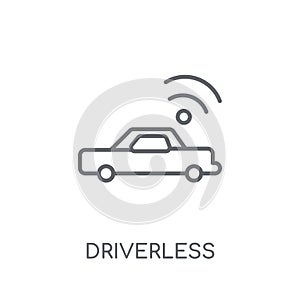 Driverless autonomous car linear icon. Modern outline Driverless