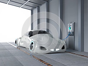Driverless car or autonomous car plug in with ev charging station