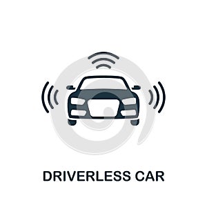 Driverless Car icon. Monochrome simple line Future Technology icon for templates, web design and infographics