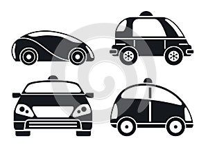 Driverless car icon set, simple style