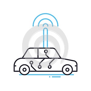 driverless car line icon, outline symbol, vector illustration, concept sign