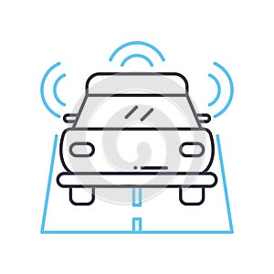 driverless car line icon, outline symbol, vector illustration, concept sign