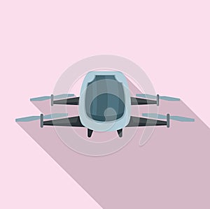 Driverless taxi drone icon, flat style