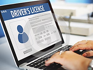 Drivers License Registration Application Webpage Concept photo