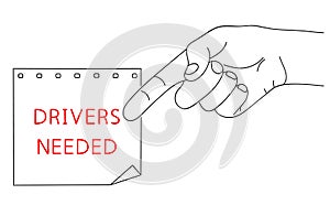 Drivers Needed. Car company hiring a workers. Cars and Trucks logistics business concept. Vector