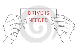 Drivers Needed. Car company hiring a workers. Cars and Trucks logistics business concept. Vector