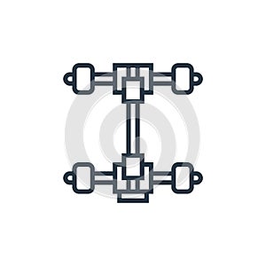 drivetrain icon vector from electric vehicle concept. Thin line illustration of drivetrain editable stroke. drivetrain linear sign