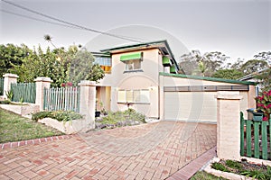 Driveway entrance to a modern suburban house