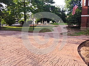 Driveway stamped concrete circle decor