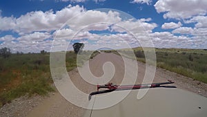 Driving 4x4 on dirt roads on safari