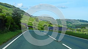 Driving A4086 road in stunning scenery of Snowdonia