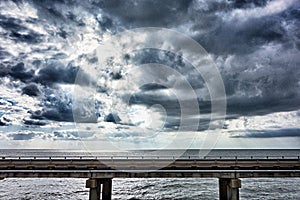 Driving across lake pontchartrain causeway near new orleans