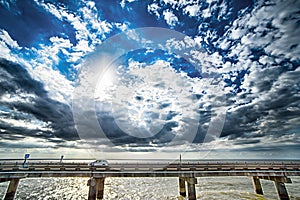 Driving across lake pontchartrain causeway near new orleans