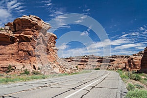 Driving along Grand Mesa near Colorado National Monument at Grand Junction Colorado USA