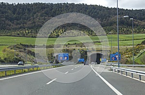 Driving along A-12 highway. Also known as Autovia del Camino de Santiago photo