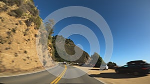 Driving in Big Sur California Cabrillo Highway 1 coast road, pov south