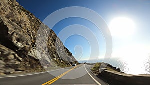 Driving in Big Sur California Cabrillo Highway 1 coast road, pov south