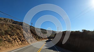 Driving in Big Sur California Cabrillo Highway 1 coast road, pov south