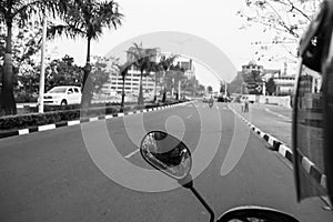 Driving with a Boda Boda Motor Taxi in Kigali, Rwanda photo