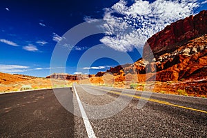 Driving through Capital Reef National Park, Utah, USA