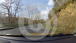 Driving car on country road in the French Basque Country