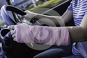Driving car on empty road,Driving splint hand