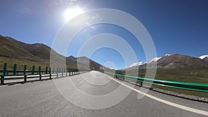 Driving car on high altitude highway