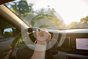 Driving car on highway