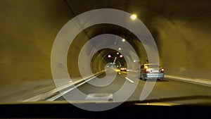 Driving Car On Highway, Roadway, Tunnel, Subway, Timelapse Traffic Pov