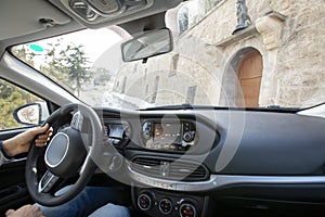 Driving car at Italy streets photo