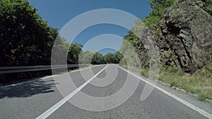 Driving car mountain road