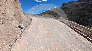 Driving car on mountain trail in tibet