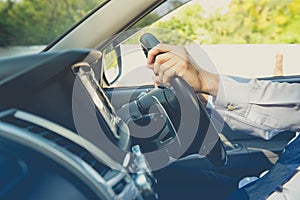 Driving car , steering wheel of a car