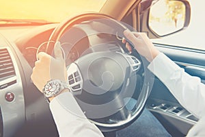 Driving car , steering wheel of a car