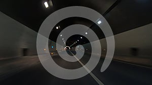 Driving car in tunnel