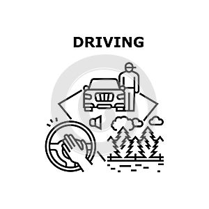 Driving Car Vector Concept Black Illustration