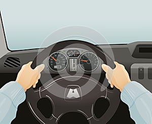 Driving of a car. Vector illustration