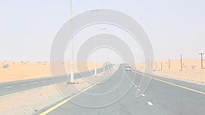 Driving on desert highway