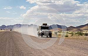 Driving in a dirt road