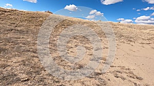 Driving dry arid desert grass sand cedar hills POV 4K