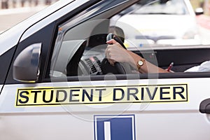 Driving education. Student driver.