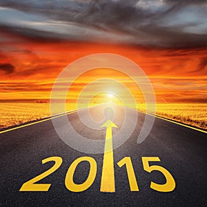 Driving on an empty road forward to new year