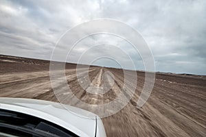 Driving fast on an Empty Salt Road, taken in January 2018