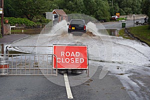 Driving through flood