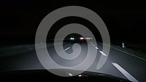 Driving on German autobahn at night