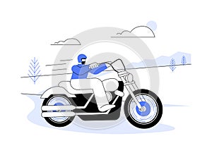 Driving highway on motorcycle abstract concept vector illustration.