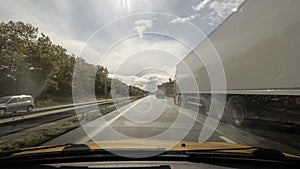 Driving on highway point of view